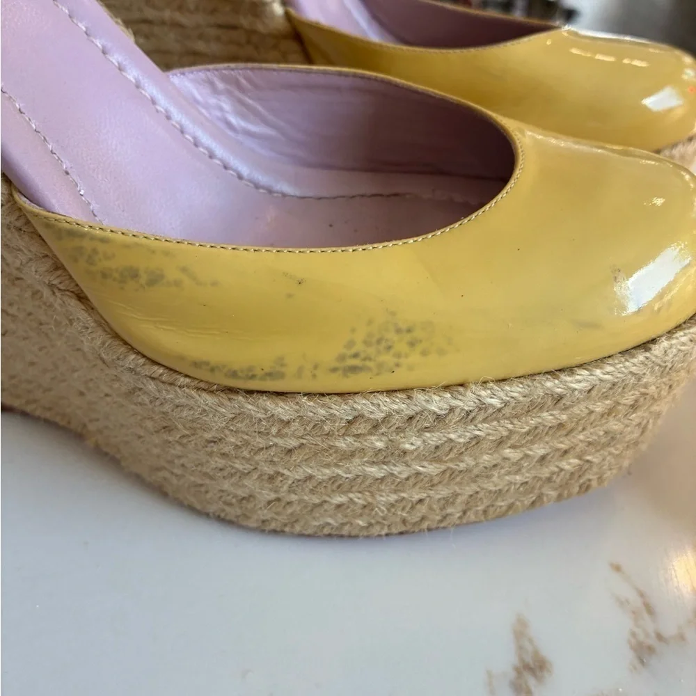 Red Valentino yellow pleather espadrille platforms size 39.5